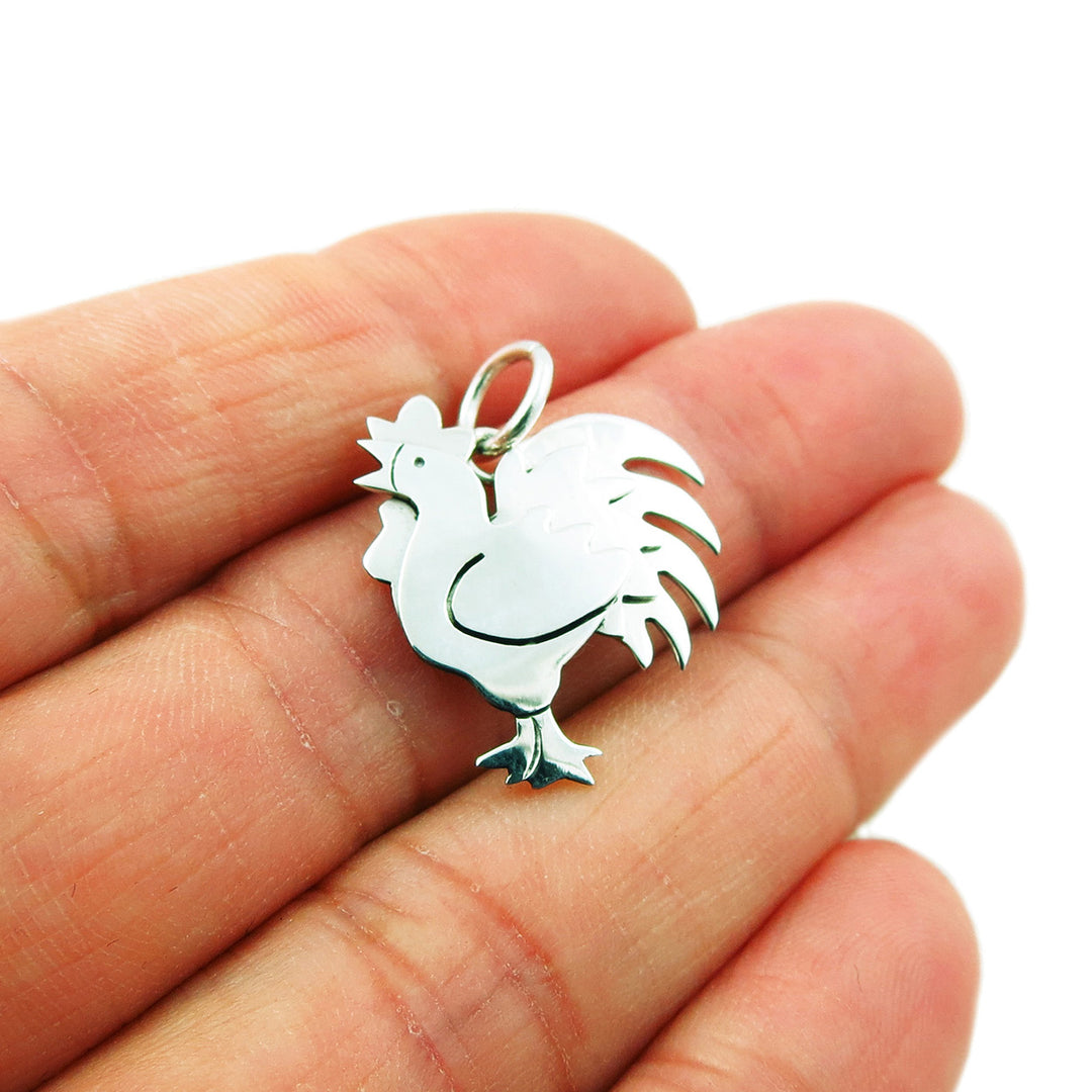 925 Silver Chicken Rooster Pendant
