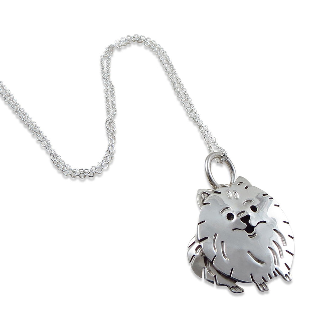 Pomeranian 925 Sterling Silver Dog Pendant Necklace