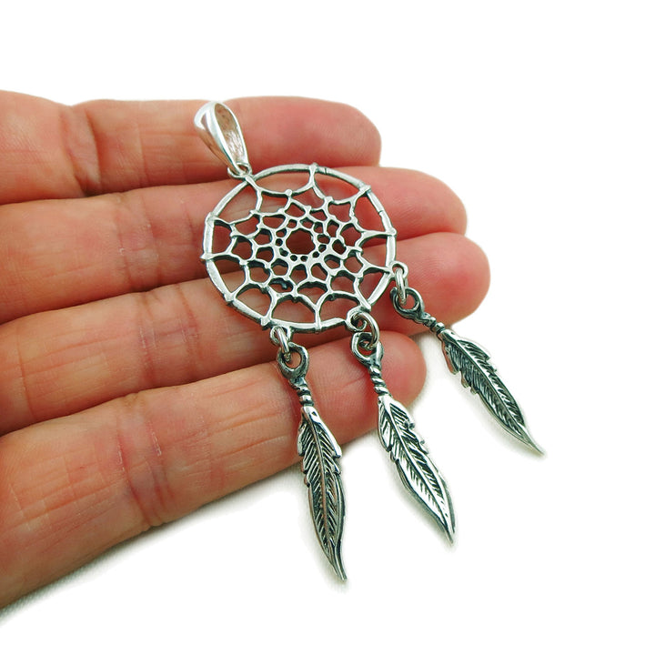 Sterling Silver Dreamcatcher Pendant Necklace