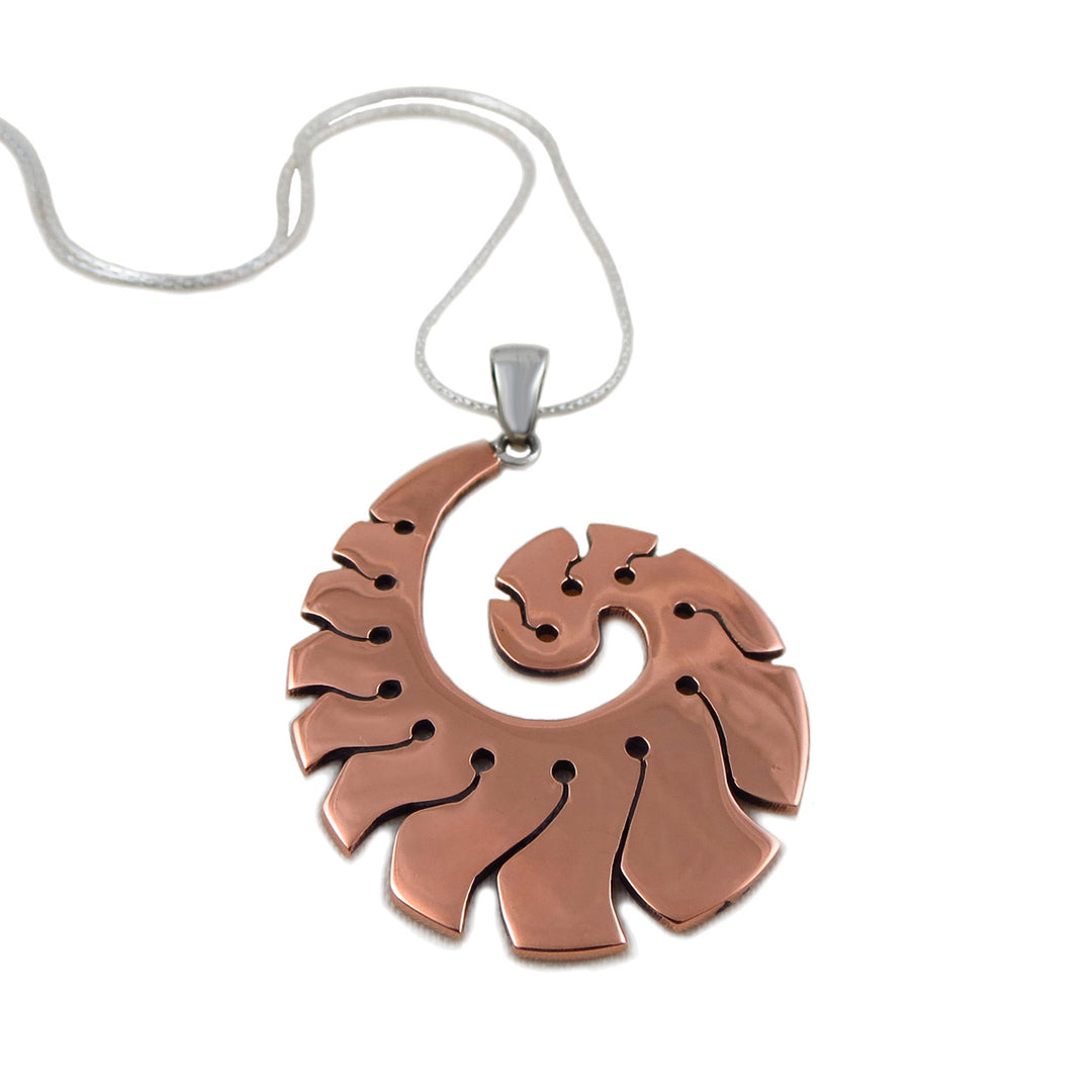 Guillermo Arregui Silver and Copper Spiral Pendant Necklace