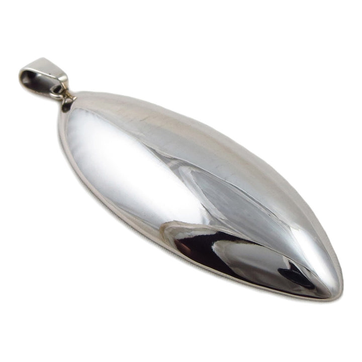 Long Hallmarked 925 Sterling Silver Oval Drop Pendant Necklace