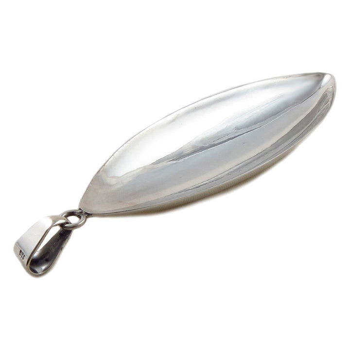 Long Hallmarked 925 Sterling Silver Oval Drop Pendant Necklace