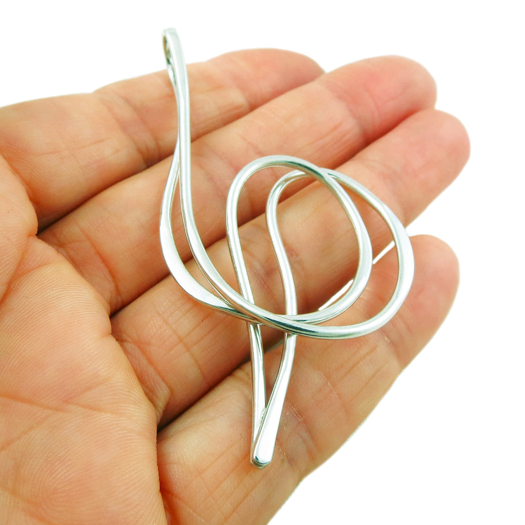 Sterling Silver Large Spiral Pendant - Handmade