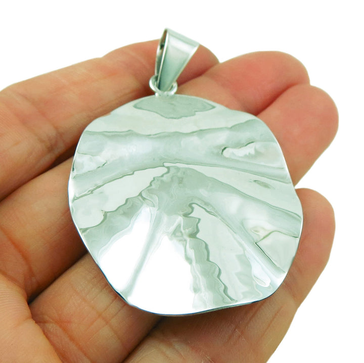 Hallmarked Solid 925 Sterling Silver Hammered Oval Drop Pendant