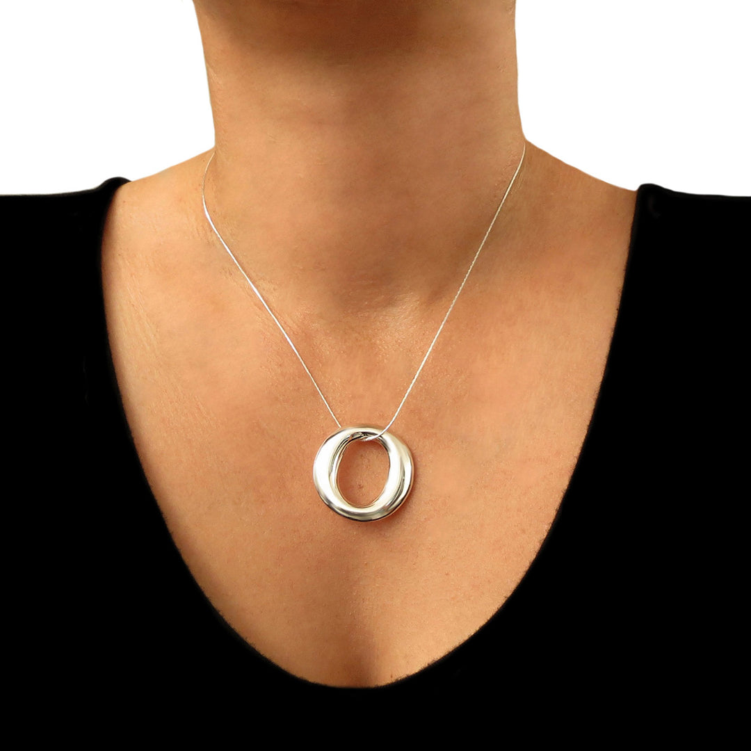 Puffy Circle 925 Sterling Silver Three-Dimensional Pendant