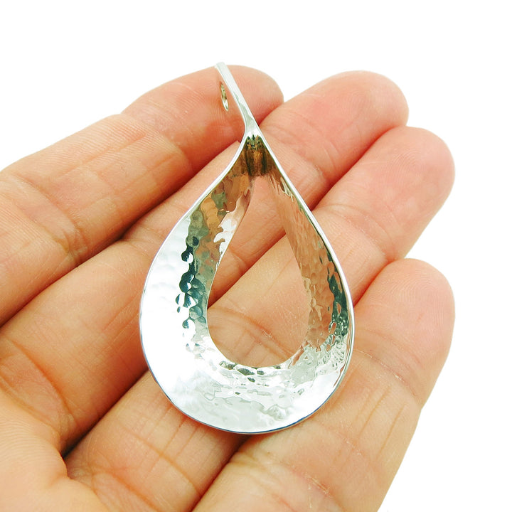 Sterling Silver Hammered Teardrop Pendant Necklace