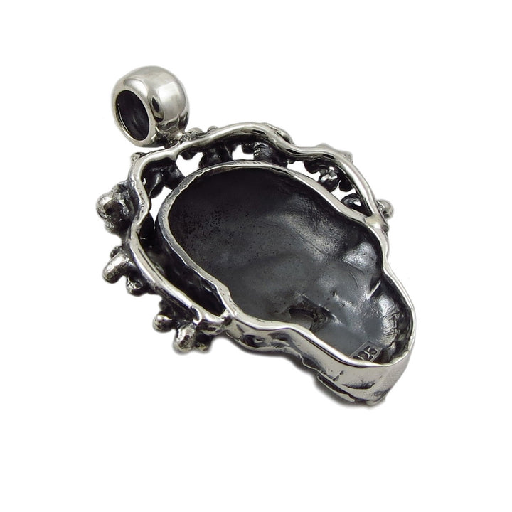 Day of the Dead Sugar Skull Silver Pendant Necklace