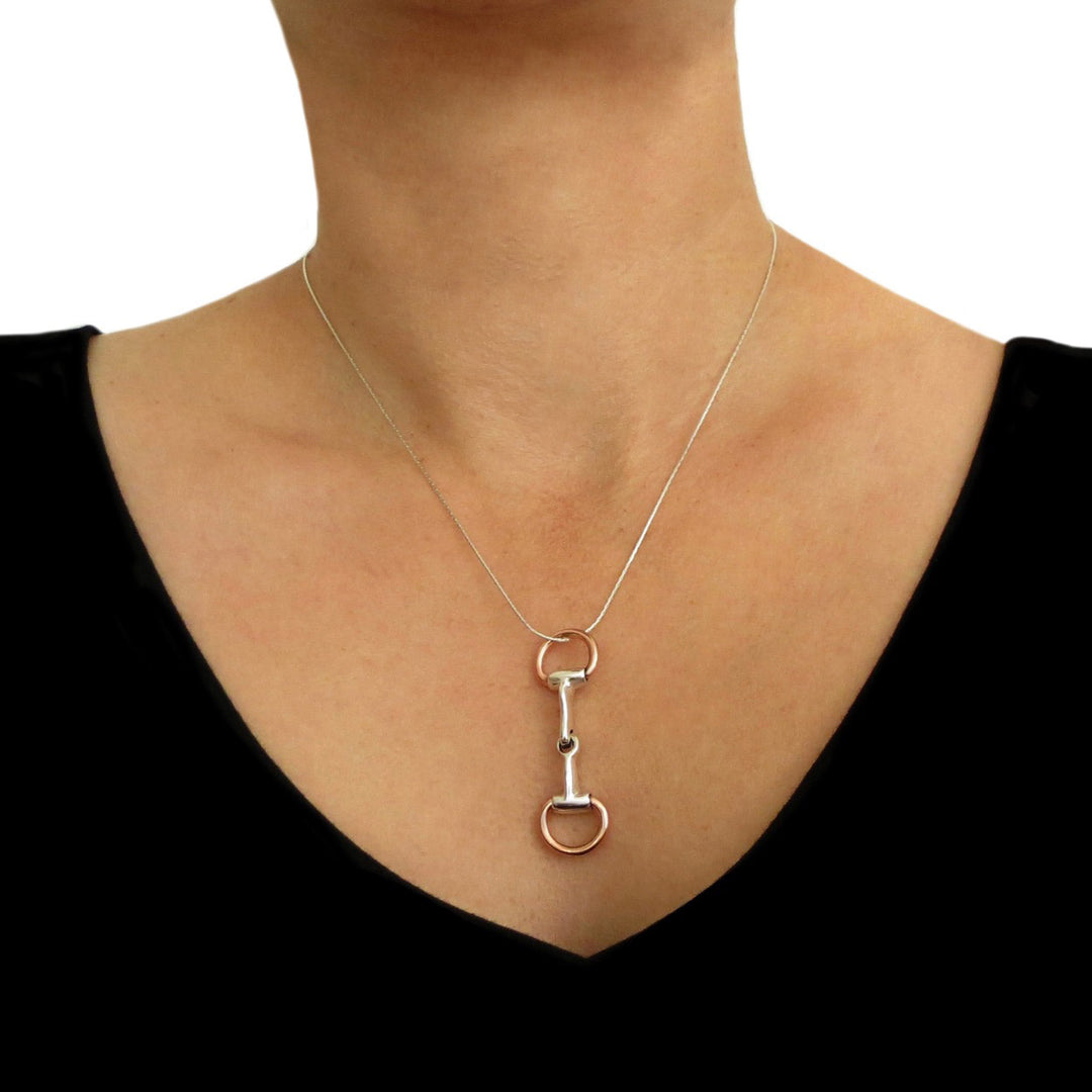 Horsebit Snaffle 925 Sterling Silver and Copper Pendant
