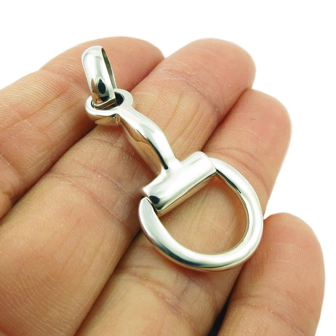 Solid 925 Sterling Silver Horse Snaffle Bit Pendant Necklace