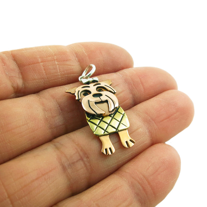 Terrier Dog 925 Silver and Copper Pendant in a Gift Box