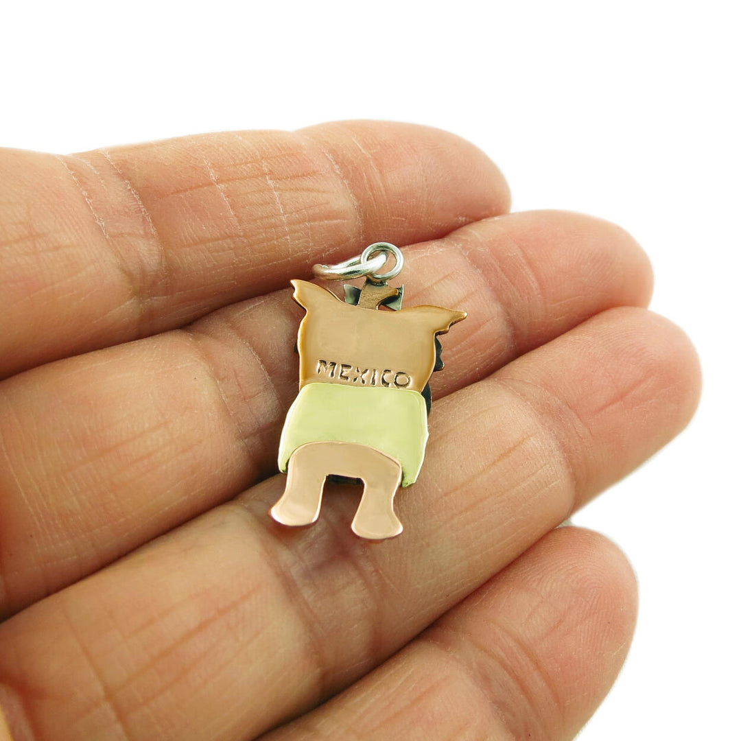 Terrier Dog 925 Silver and Copper Pendant in a Gift Box