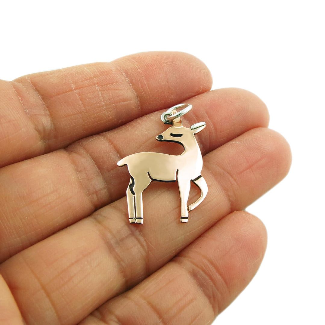 Deer Animal 925 Silver and Copper Pendant in a Gift Box