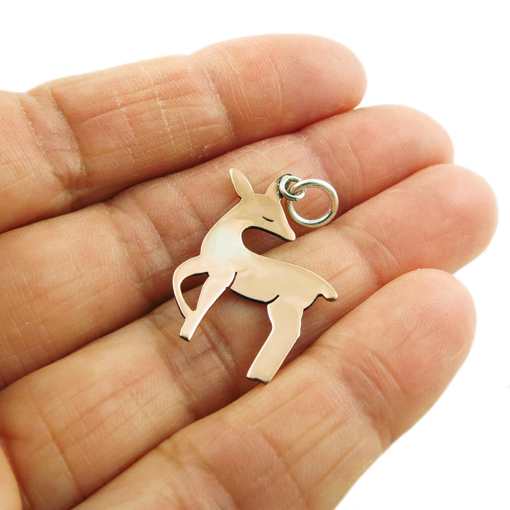 Deer Animal 925 Silver and Copper Pendant in a Gift Box
