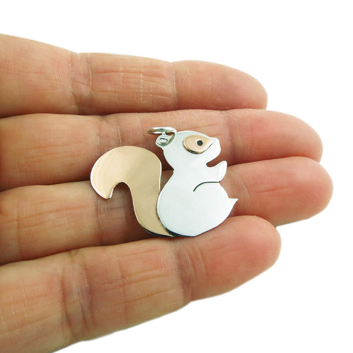 Squirrel 925 Sterling Silver and Copper Pendant in a Gift Box