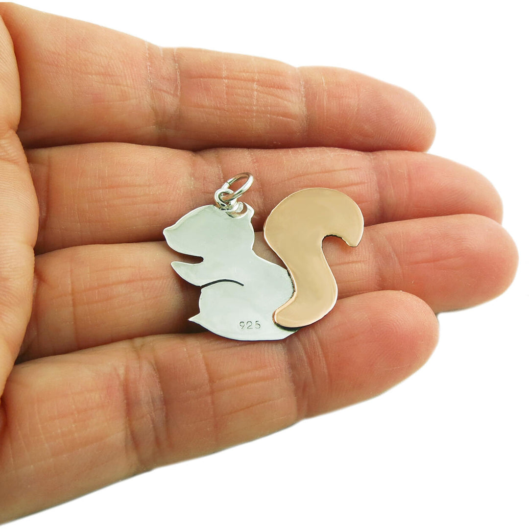 Squirrel 925 Sterling Silver and Copper Pendant in a Gift Box