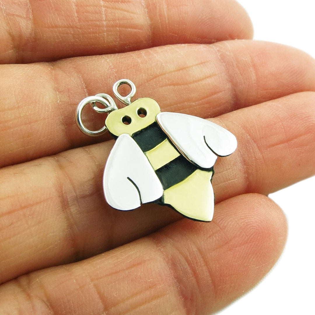 Honey Bee 925 Silver and Brass Pendant Necklace