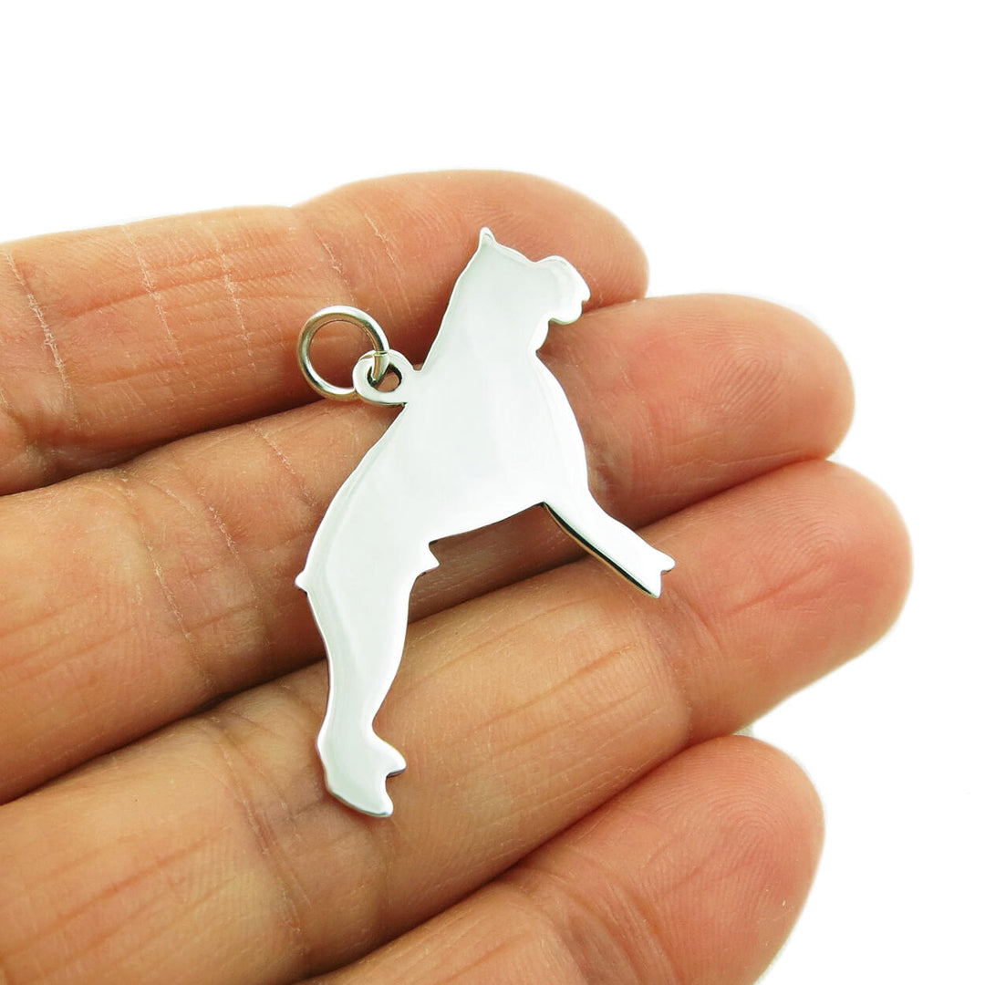 Boxer Dog Sterling Silver Pendant Necklace
