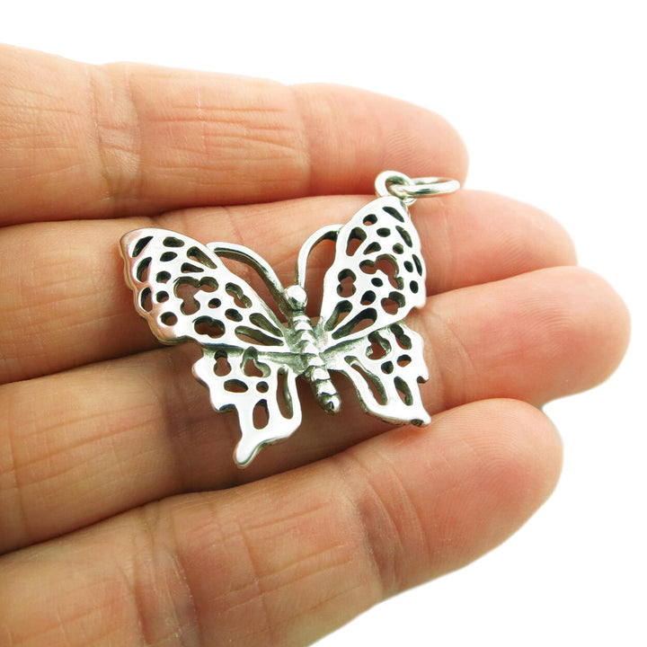 Large Sterling 925 Silver Butterfly Pendant Jewellery