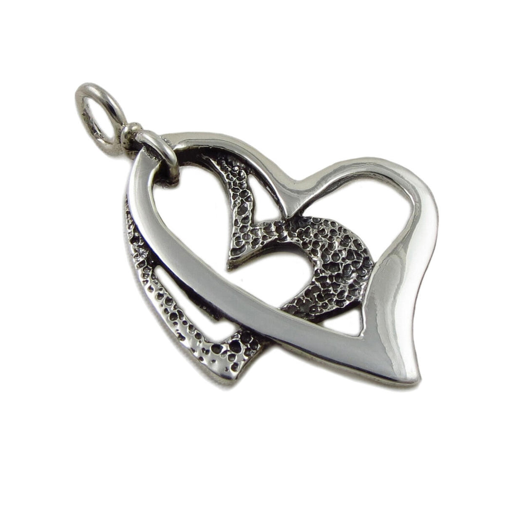 Modern Love Heart Sterling Silver Pendant Necklace
