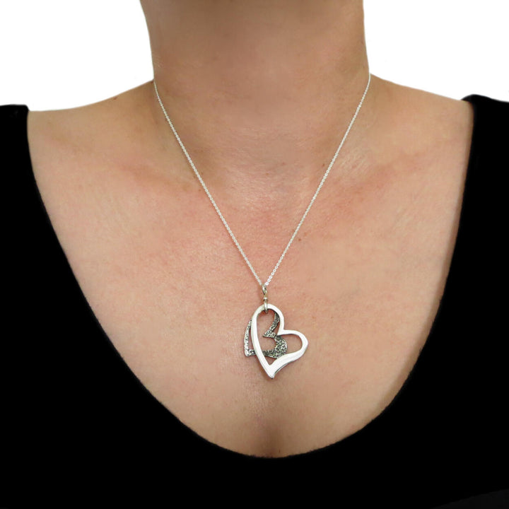 Modern Love Heart Sterling Silver Pendant Necklace