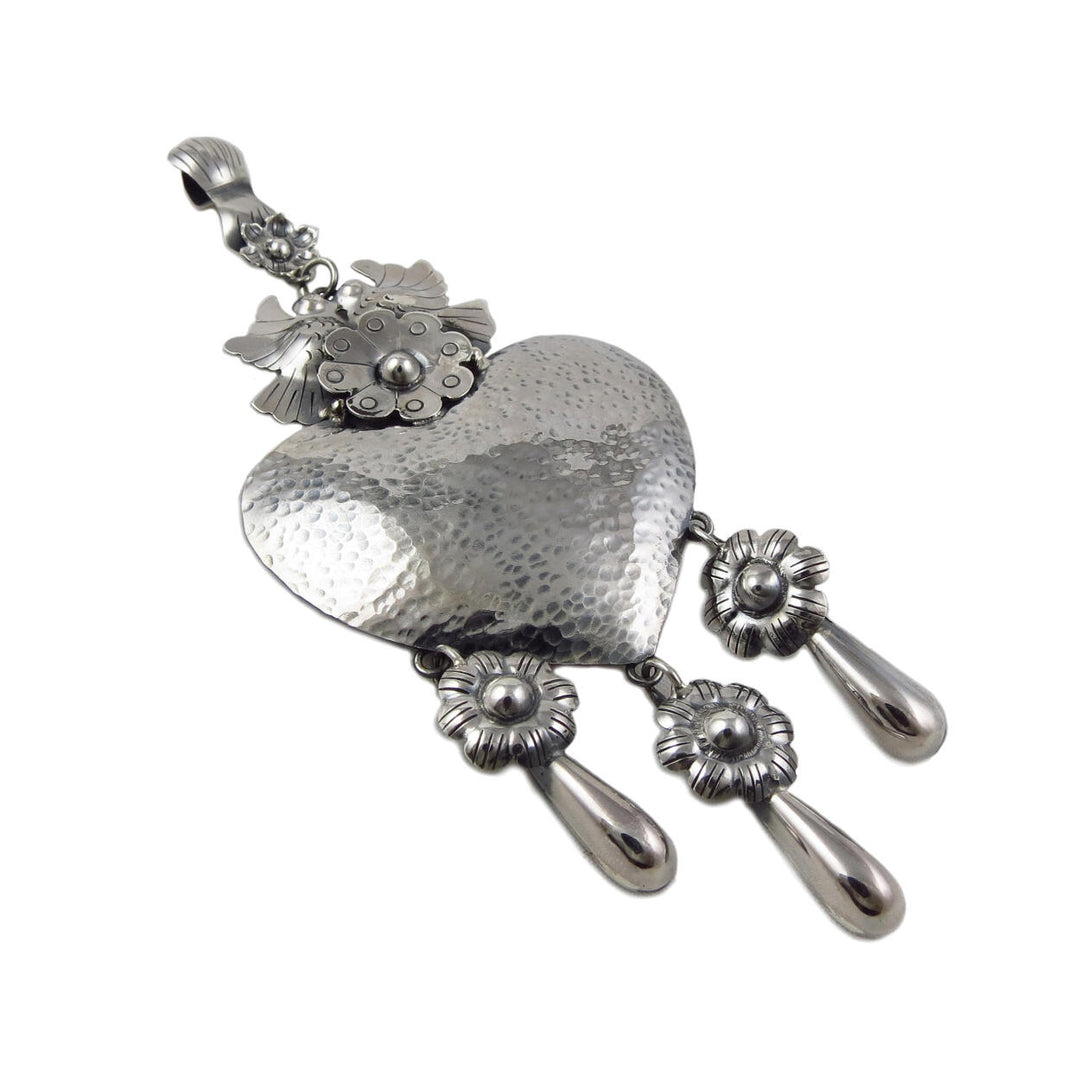 Large Hallmarked 925 Sterling Silver Handmade Heart Chandelier Pendant