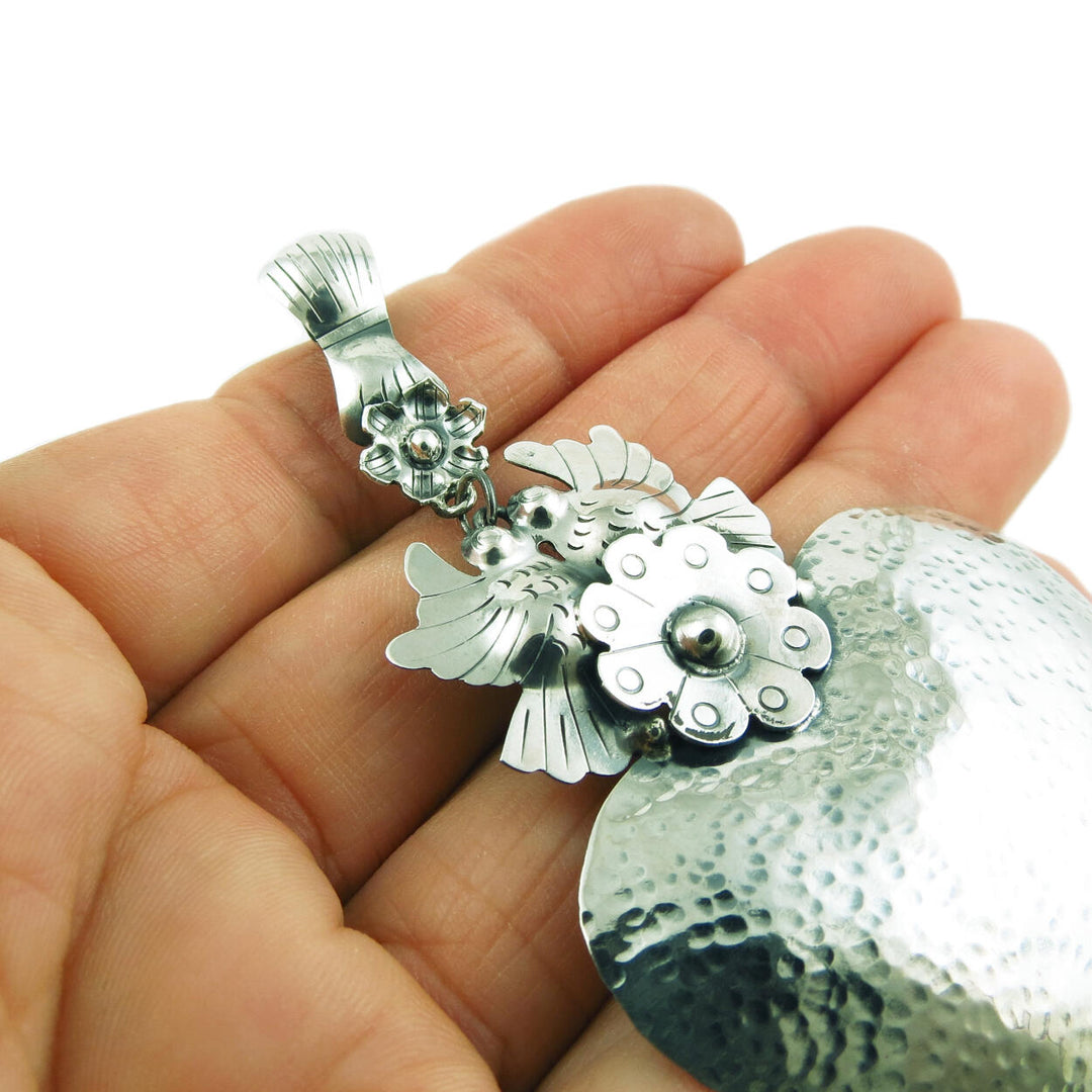 Large Hallmarked 925 Sterling Silver Handmade Heart Chandelier Pendant