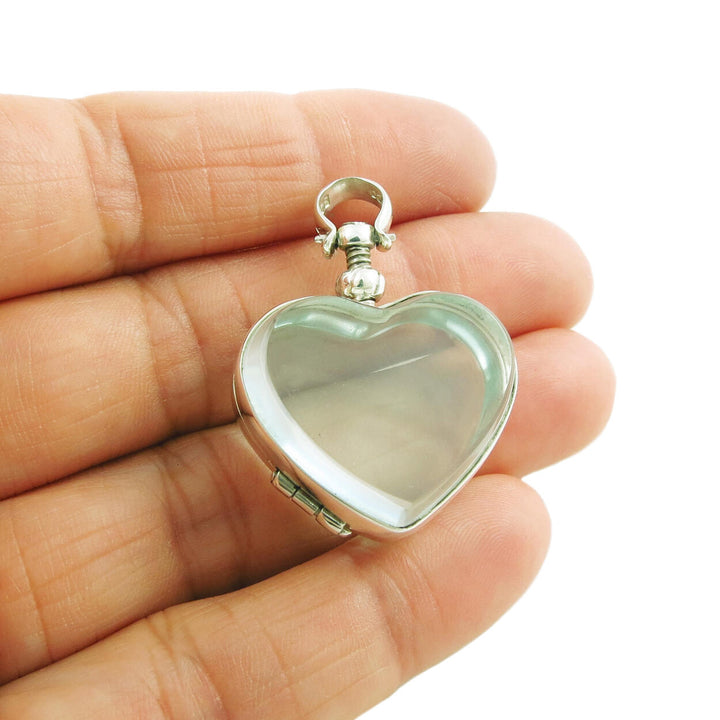 Hallmarked 925 Sterling Silver Memory Photo Locket Style Heart Pendant