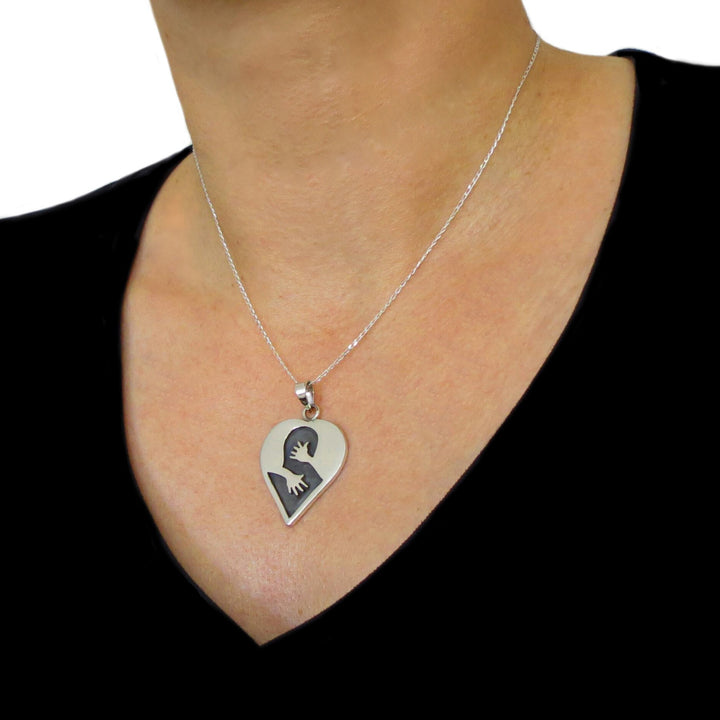 Hold You Forever Hug Sterling Silver Pendant Necklace