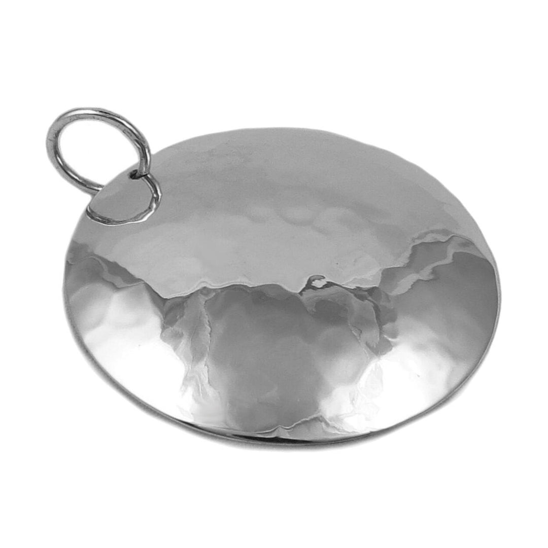 Large Hammered 925 Sterling Silver Circle Pendant
