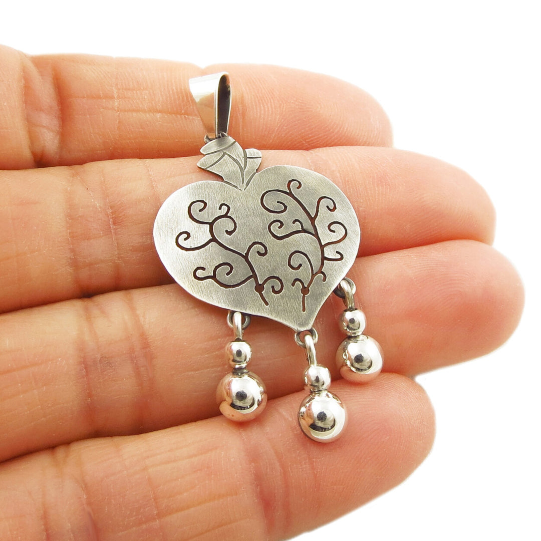 Maria Belen Designer 925 Silver Love Heart Pendant Necklace