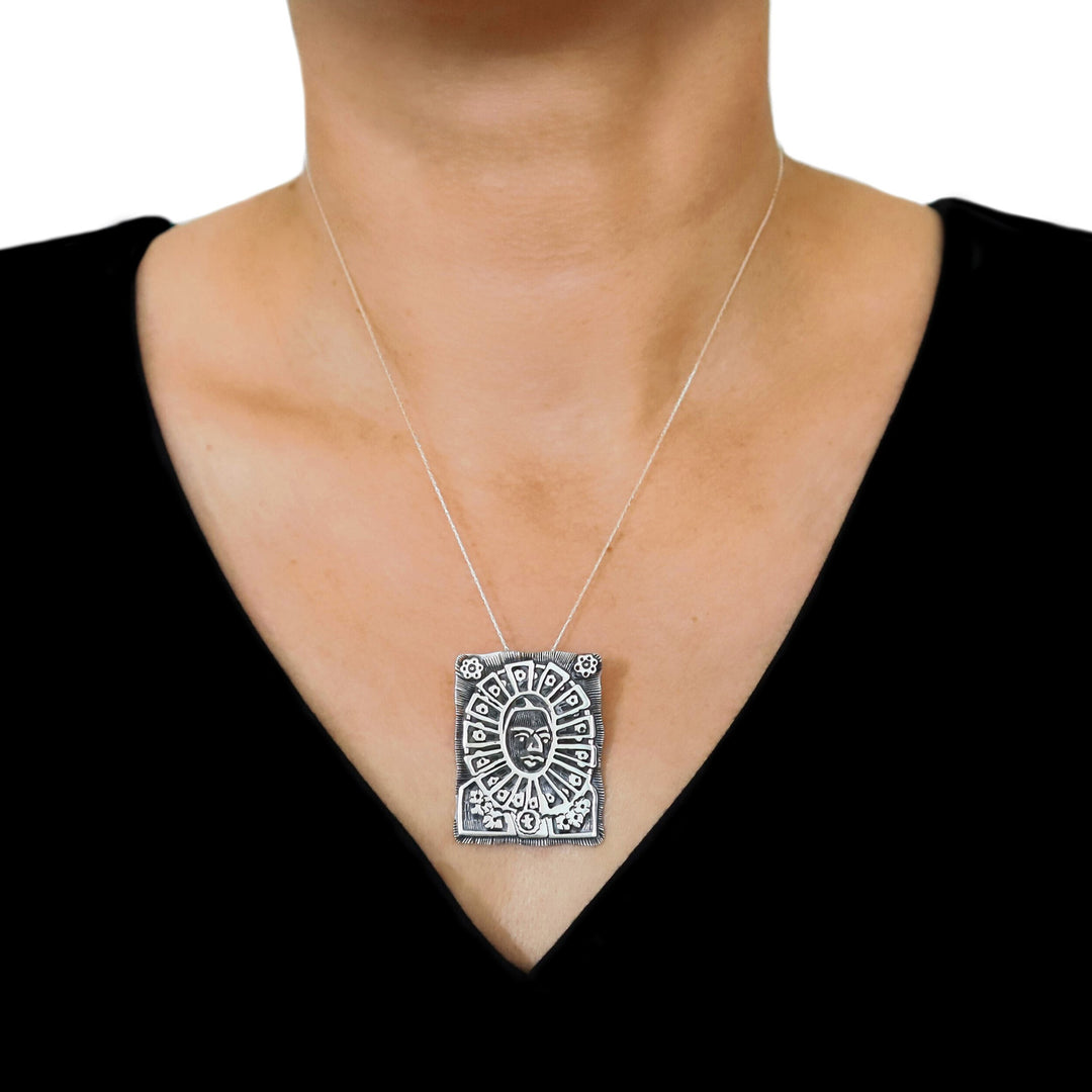 Maria Belen Mexico Frida Sterling 925 Silver Pendant Necklace