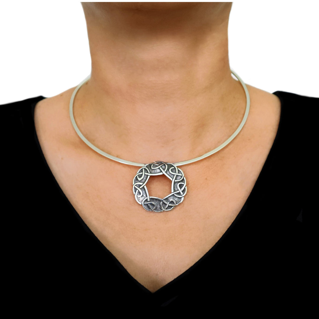 Celtic Love Knot Maria Belen Designer Sterling Silver Pendant Necklace