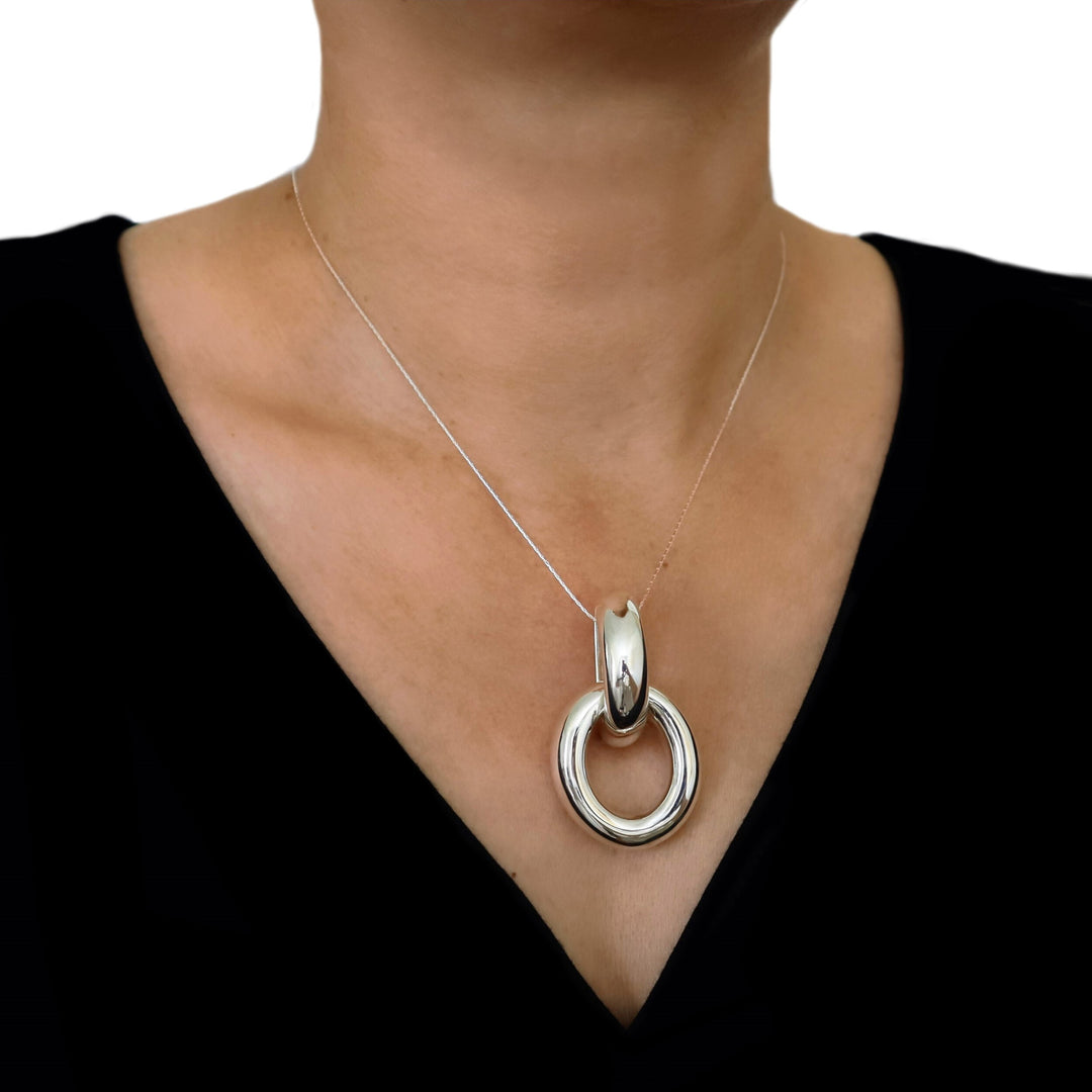 Silver Curb Chain Pendant Necklace