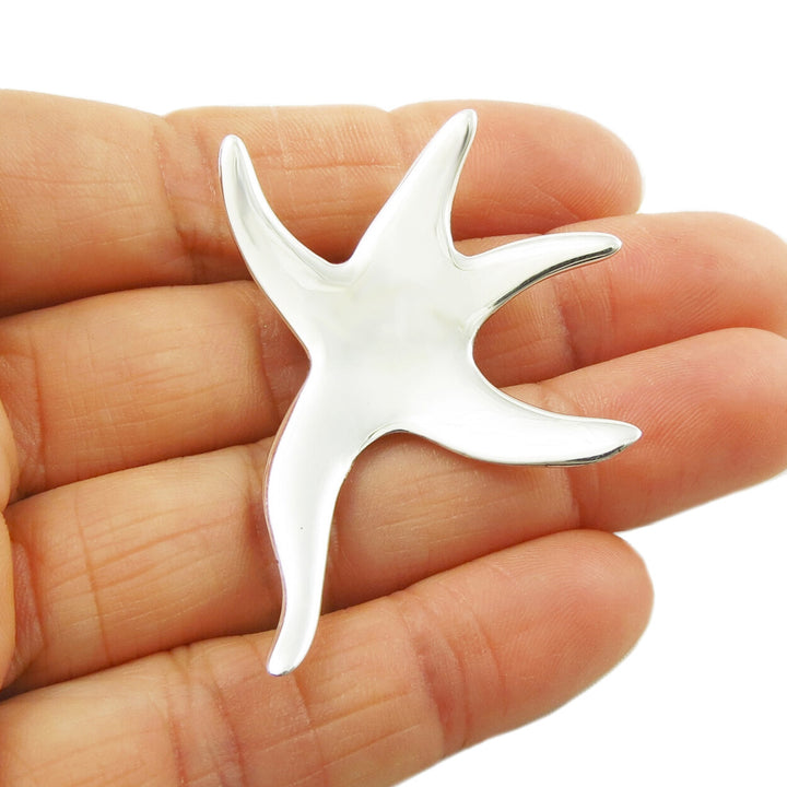 Large Nautical Solid Sterling Starfish Pendant Necklace
