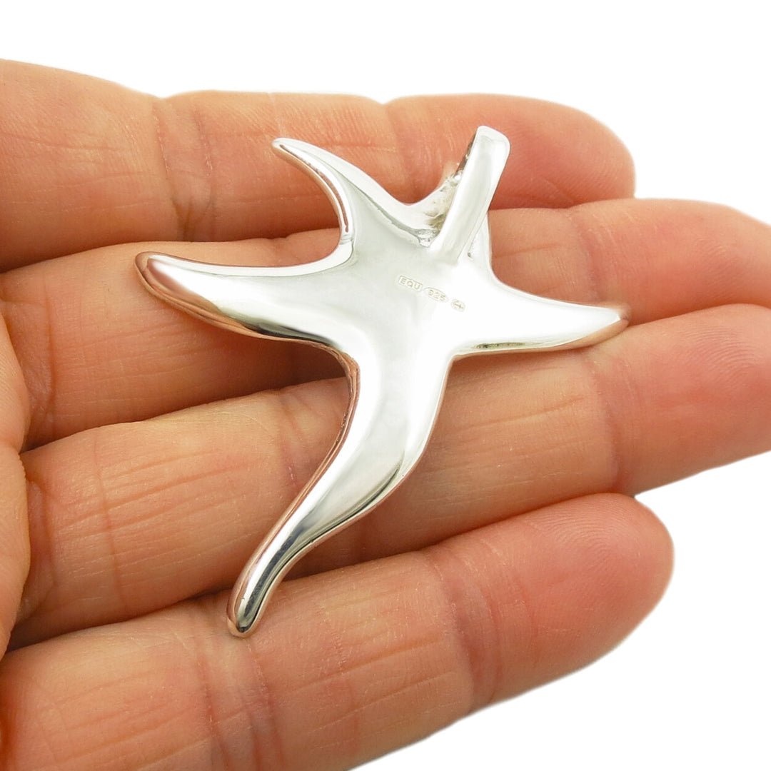 Large Nautical Solid Sterling Starfish Pendant Necklace