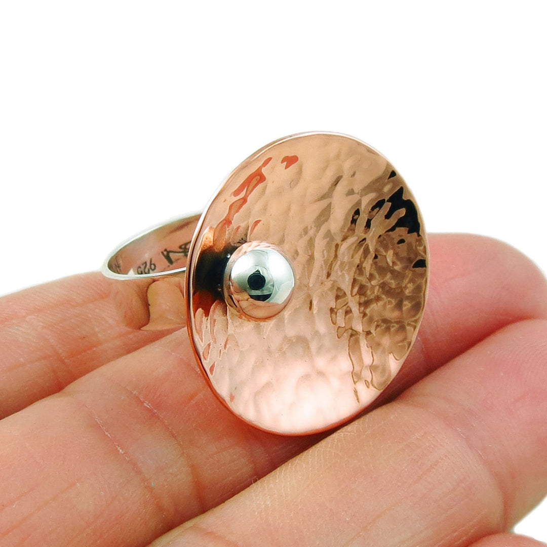 Sterling Silver and Copper Adjustable Size Cocktail Ring