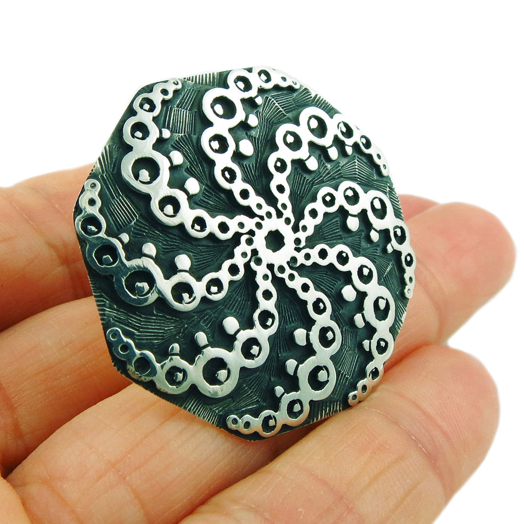 Large Maria Belen Design 925 Sterling Silver Cocktail Ring