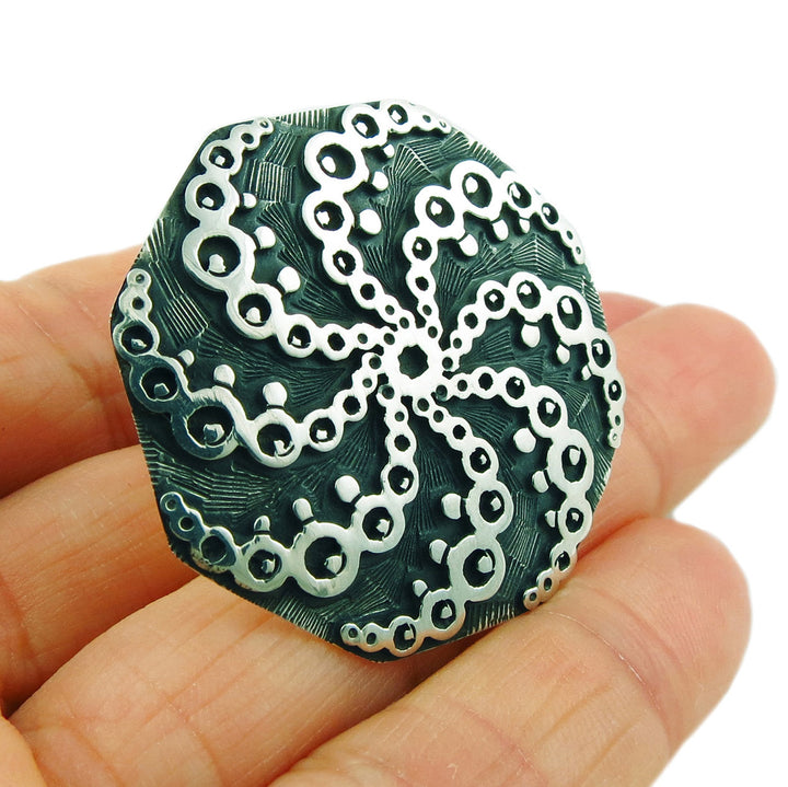 Large Maria Belen Design 925 Sterling Silver Cocktail Ring