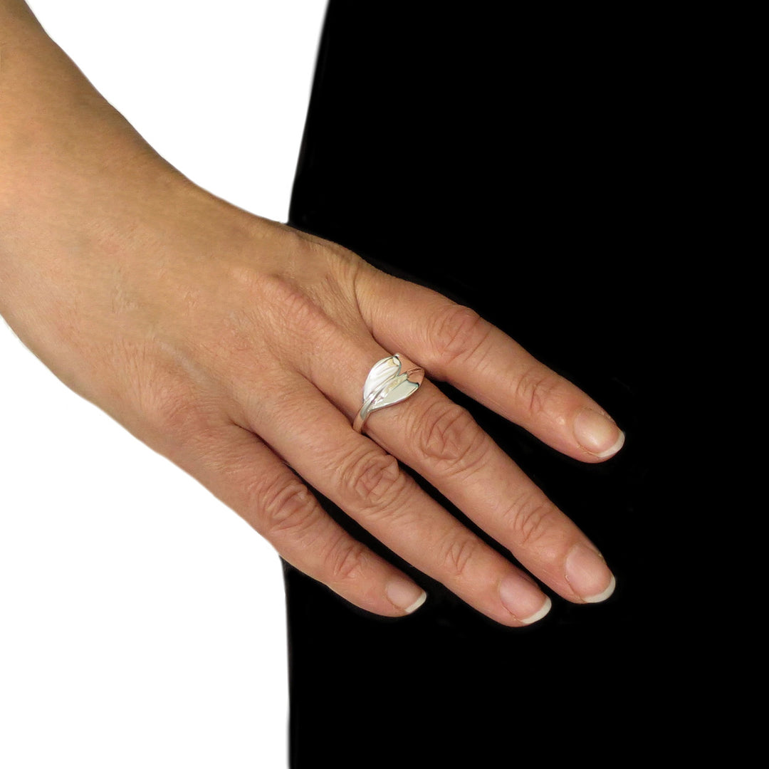 Leaf 925 Sterling Silver Adjustable Band Ring