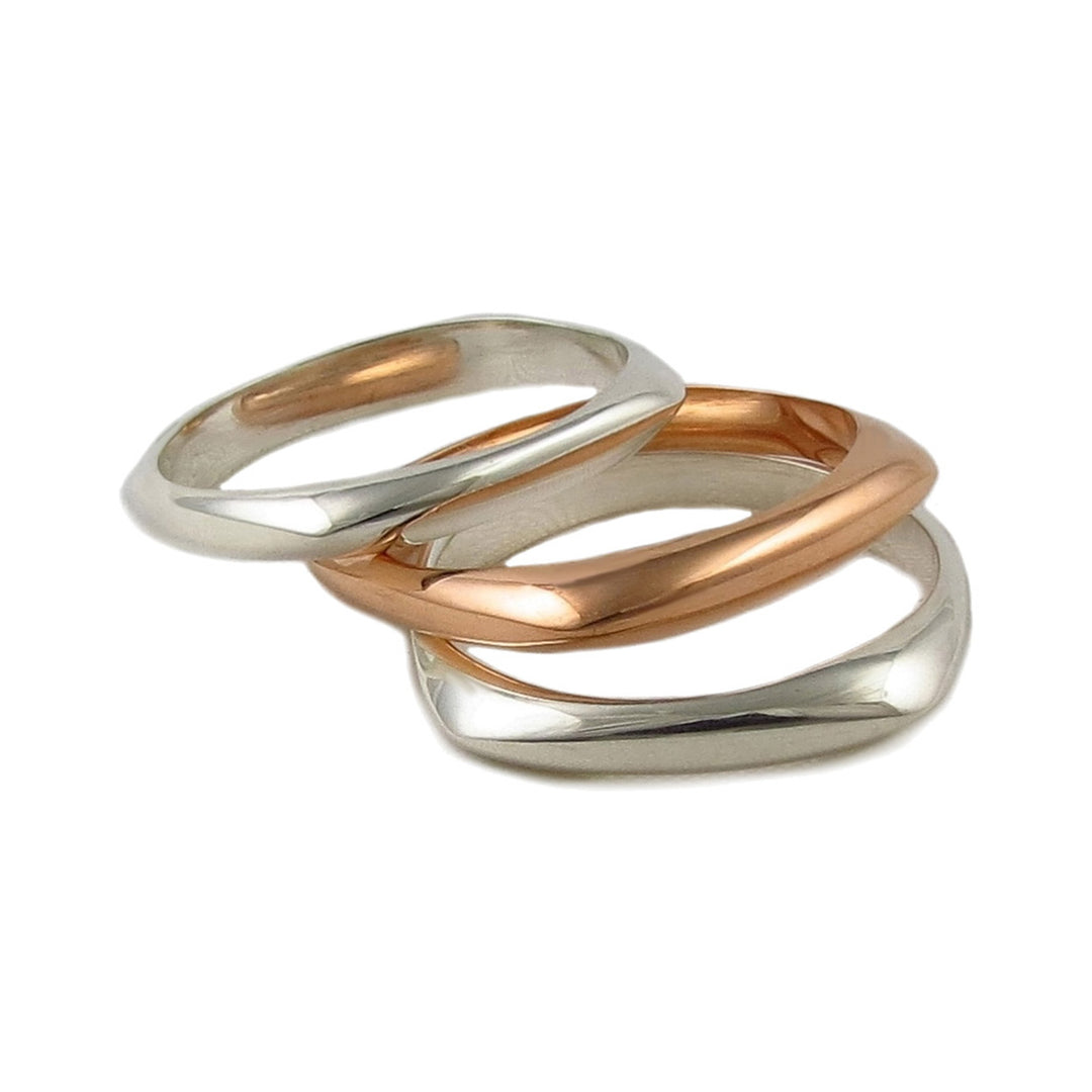 Triple 3 in 1 Copper and 925 Silver Ring in a Gift Box