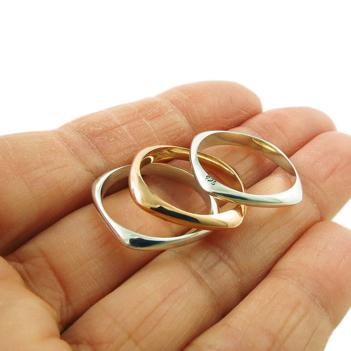 Triple 3 in 1 Copper and 925 Silver Ring in a Gift Box