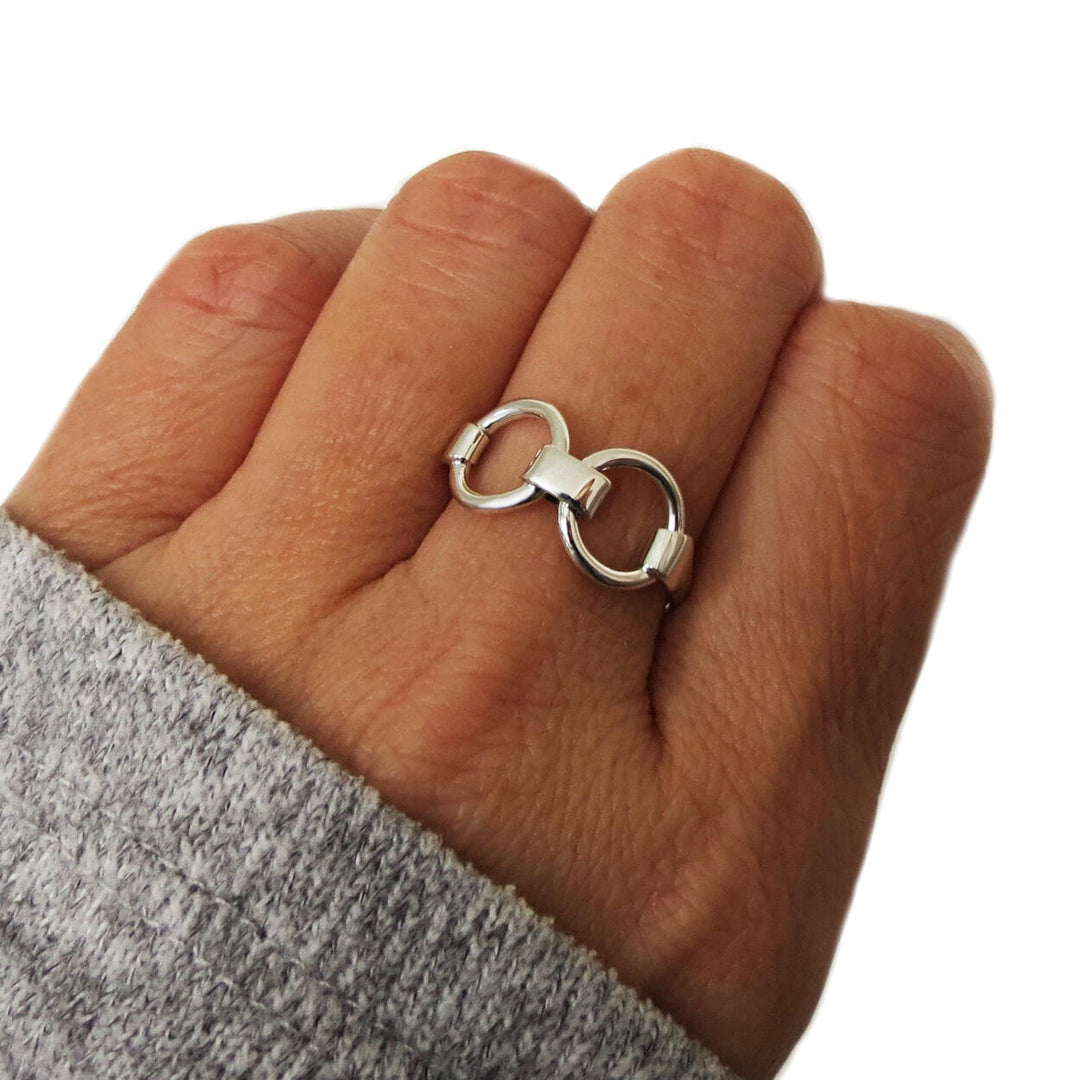 Double Horse Snaffle 925 Sterling Silver Ring