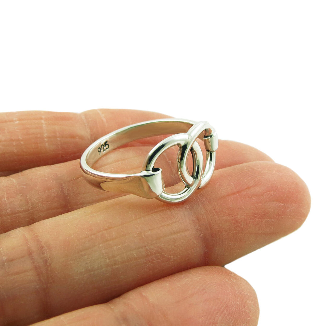 Equestrian Horse Snaffle Bit 925 Sterling Silver Ring for Women