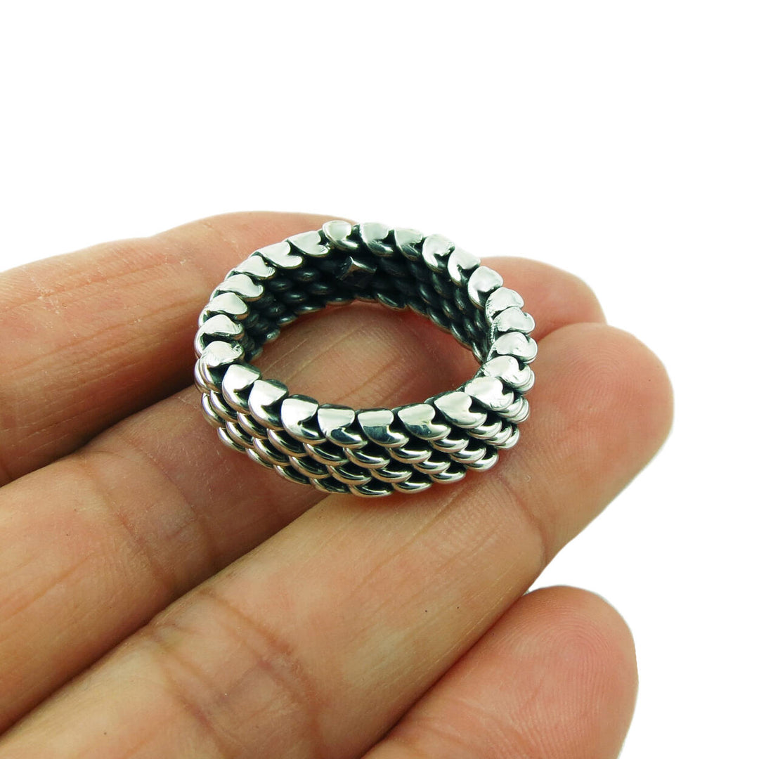 Herringbone Chain Sterling Silver Ring
