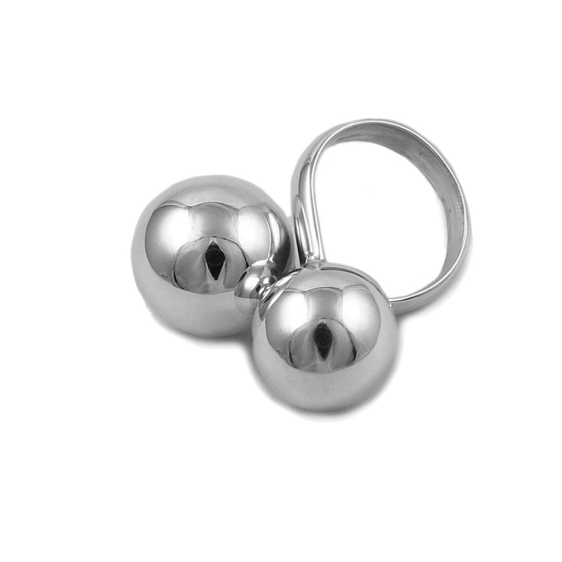 Large Double Ball Bead 925 Sterling Silver Ring