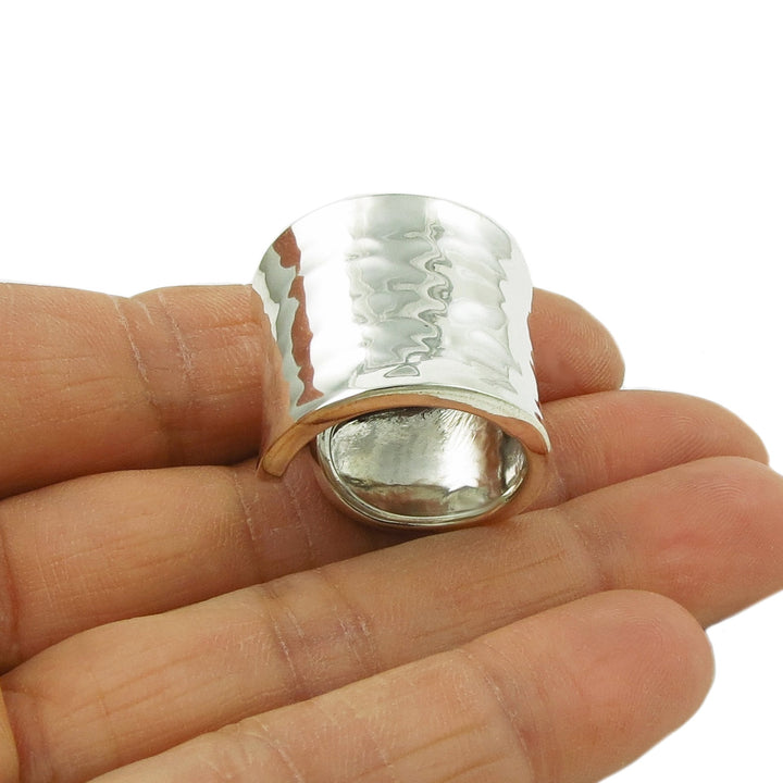 Split Band 925 Sterling Silver Hand Hammered Wrap Ring