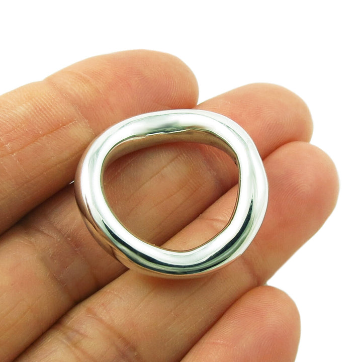 Chunky Sterling Silver Thick Curved Ring