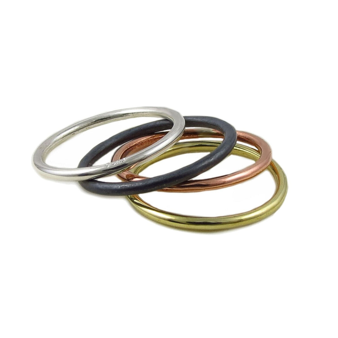 925 Silver, Copper and Brass 4 in 1 Stacker Ring Set
